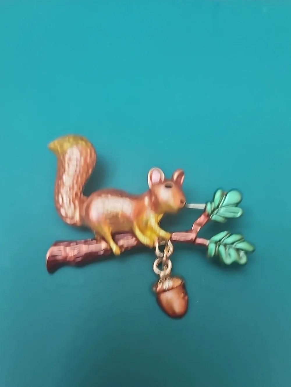 Cute Squirrel Brooch in Copper and Green - Fashion Jewelry